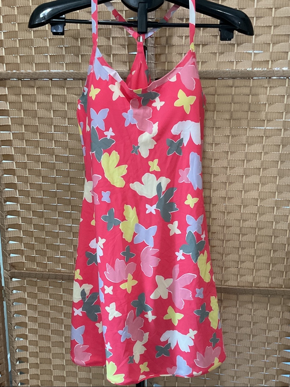 Outdoor Voices Pink Floral Slip Dress with Multicolor Blooms